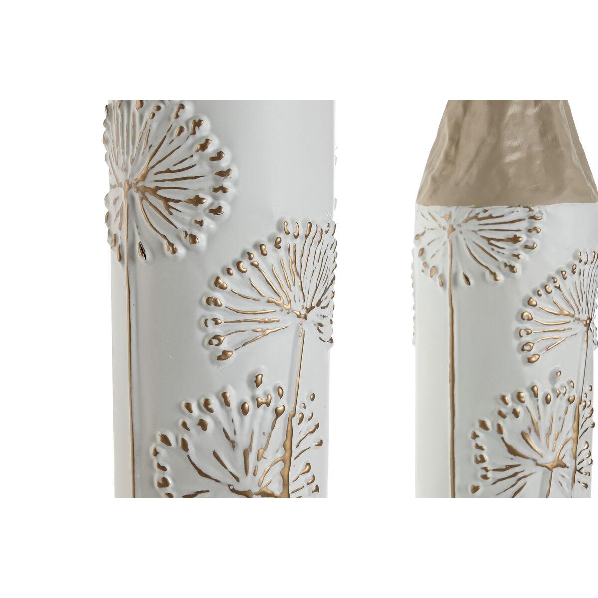 Image secondaire de Ensemble de 2 Vases Home ESPRIT Beige Marron Clair Métal 13,5 x 13,5 x 71 cm (2 Pièces)