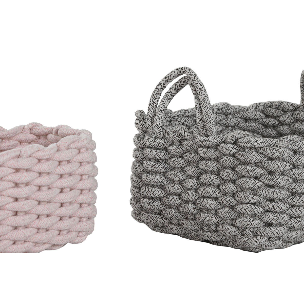Image secondaire de Set de basket Home ESPRIT Beige Gris Rose Corde (3 Pièces) (3 Unités)