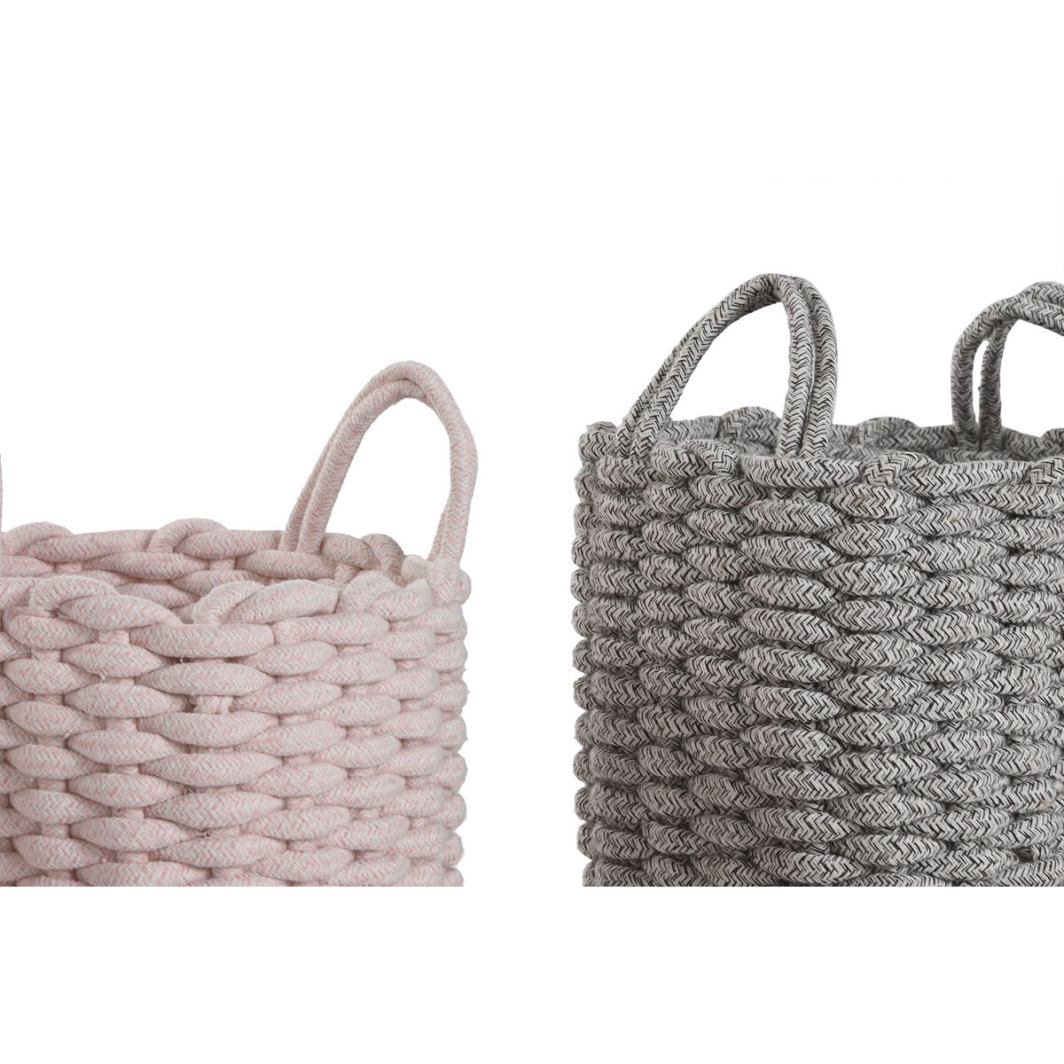 Image secondaire de Set de basket Home ESPRIT Vert Gris Rose Corde (2 Pièces) (3 Unités)