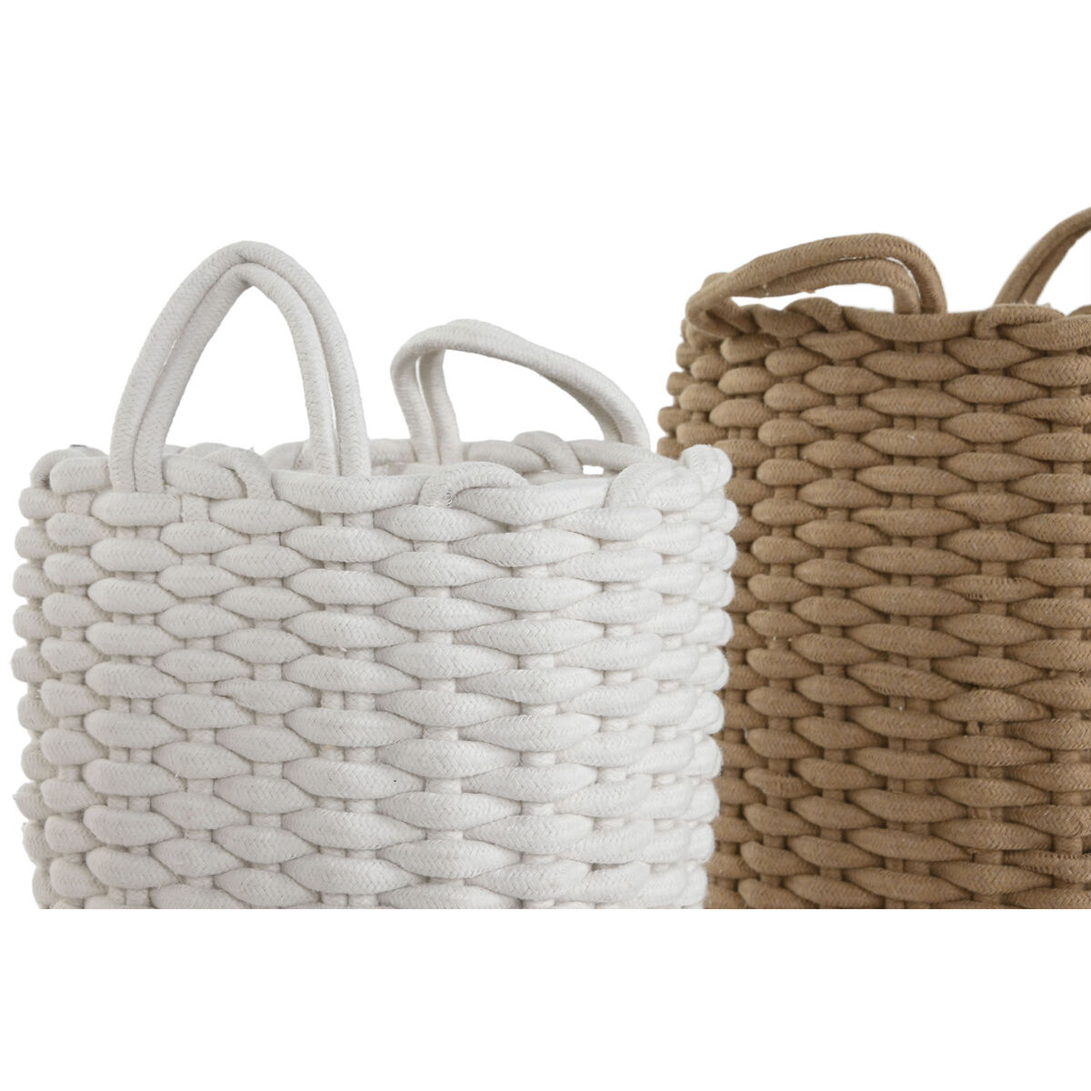 Image secondaire de Set de basket Home ESPRIT Blanc Beige Corde (2 Pièces) (2 Unités)