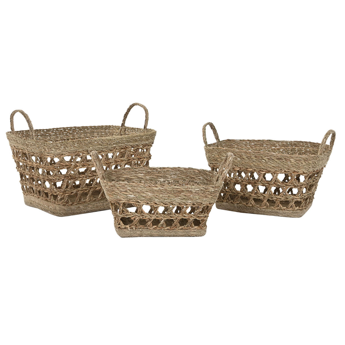 Σετ Καλαθιών Home ESPRIT Θαλασσινό γρασίδι Τροπικό 45 x 35 x 35 cm