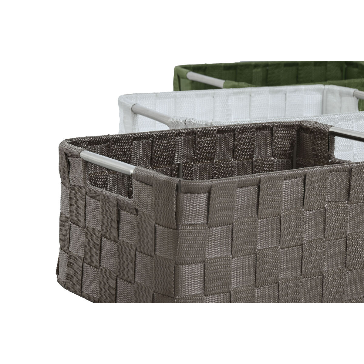 Image secondaire de Set de basket Home ESPRIT Vert Gris Crème Métal polypropylène (3 Pièces) (3 Unités)
