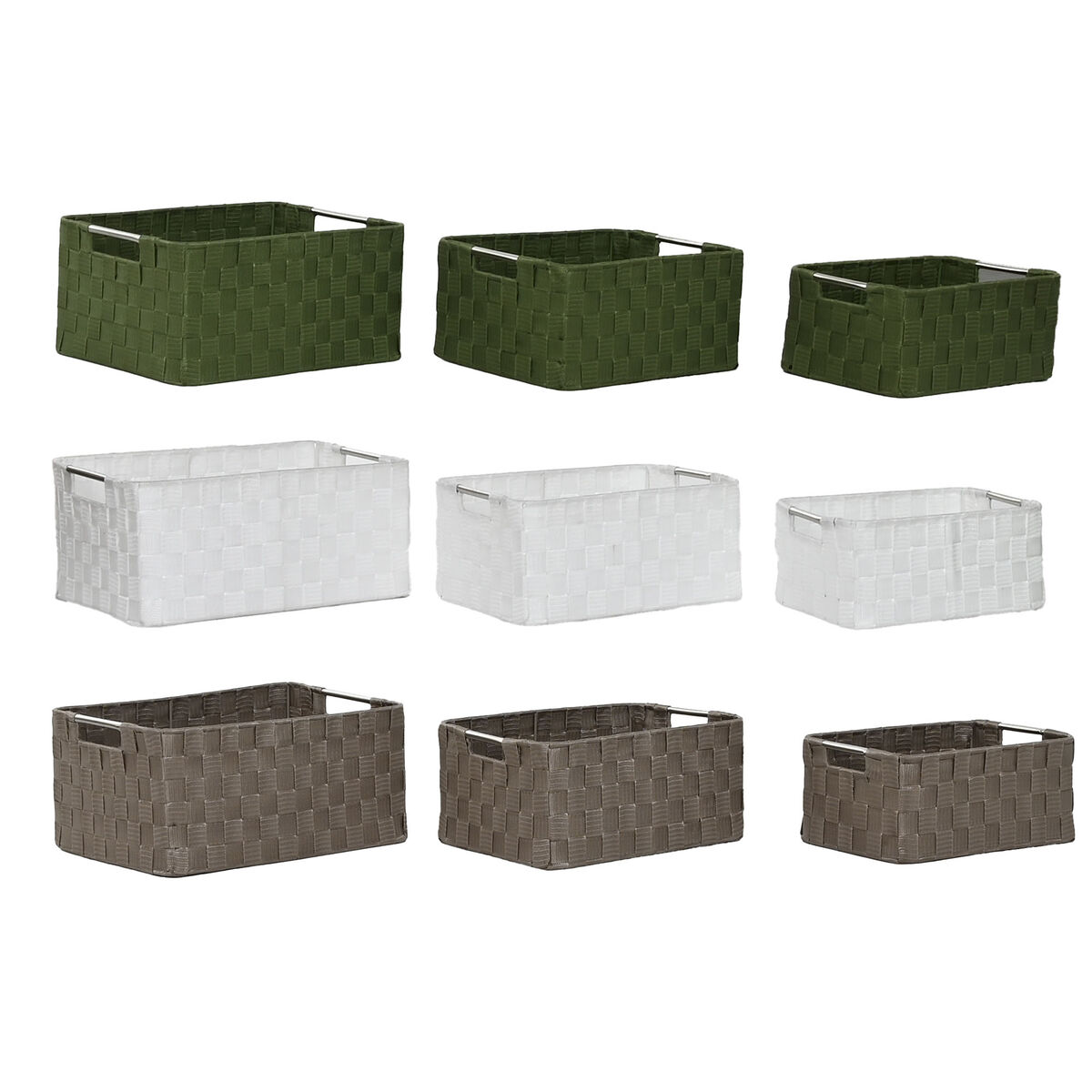 Set de basket Home ESPRIT Vert Gris Crème Métal polypropylène (3 Pièces) (3 Unités)