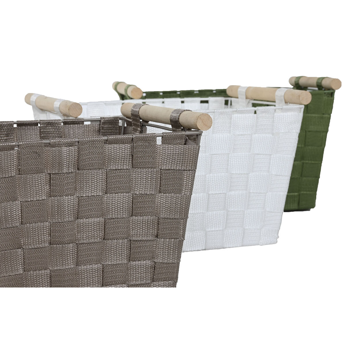 Image secondaire de Set de basket Home ESPRIT Vert Gris Crème Bois polypropylène (3 Pièces) (3 Unités)