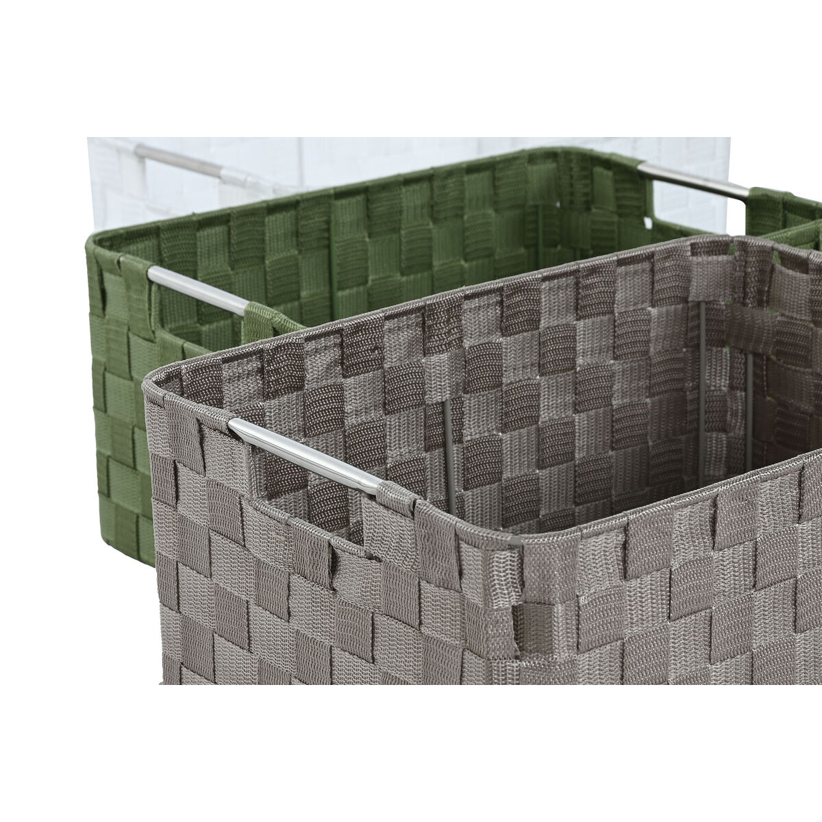 Image secondaire de Set de basket Home ESPRIT Vert Gris Crème Métal polypropylène (3 Unités)