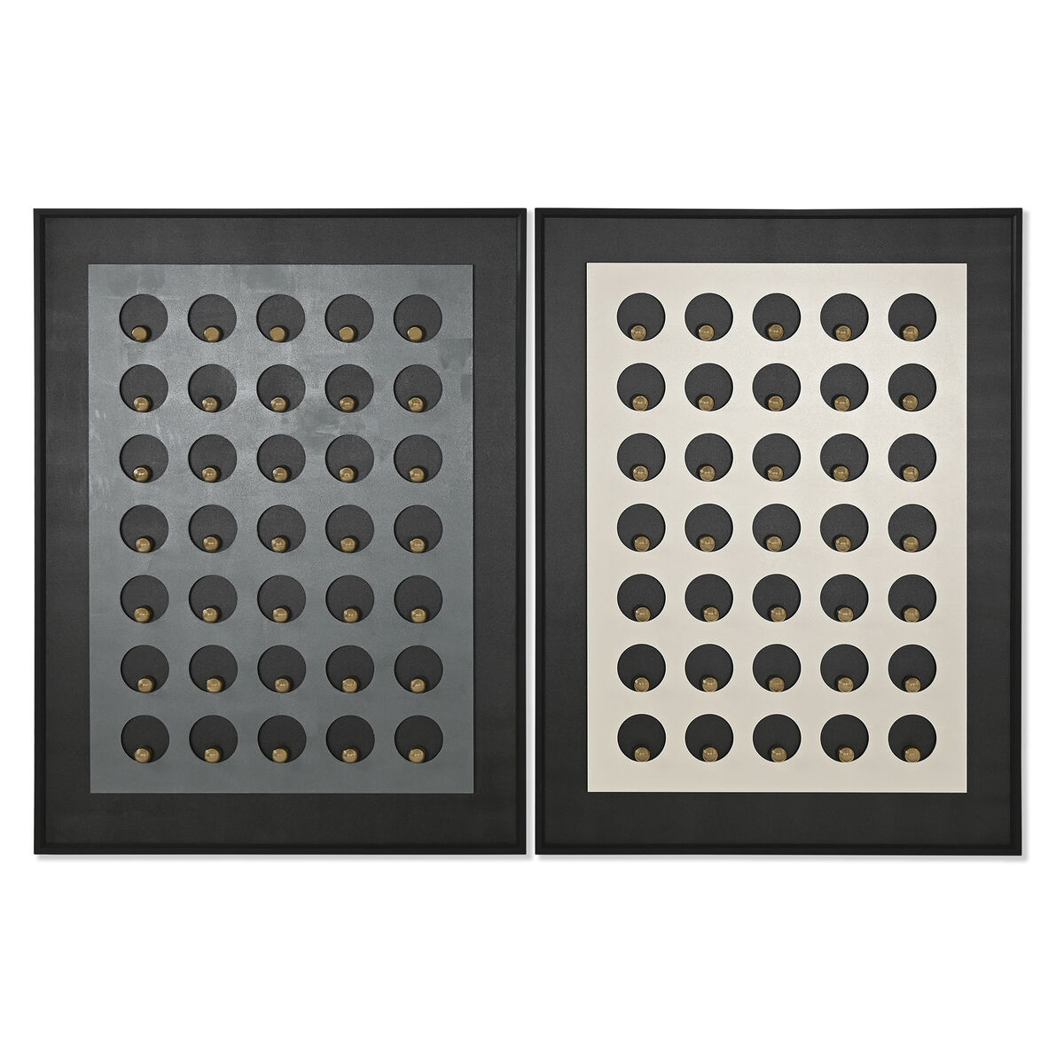 Cadre Home ESPRIT Blanc Noir Doré Moderne 90 x 3,5 x 120 cm (2 Unités)