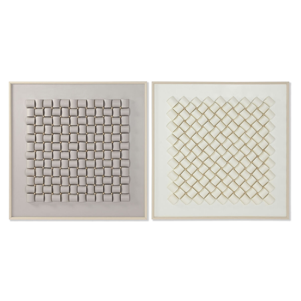 Cadre Home ESPRIT Blanc Beige Abstrait Moderne 100 x 3,5 x 100 cm (2 Unités)