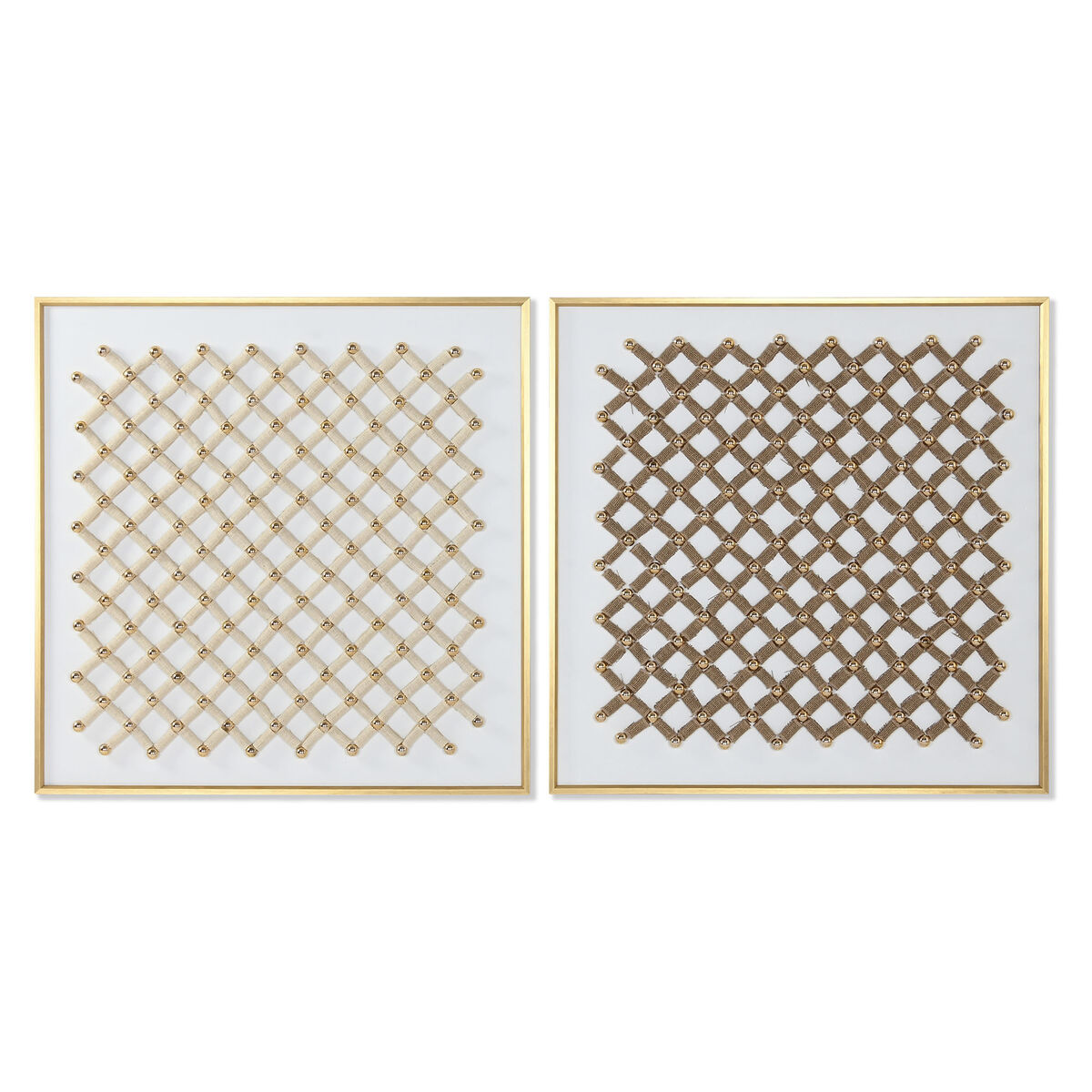 Cadre Home ESPRIT Blanc Doré Naturel Abstrait Moderne 100 x 3,5 x 100 cm (2 Unités)