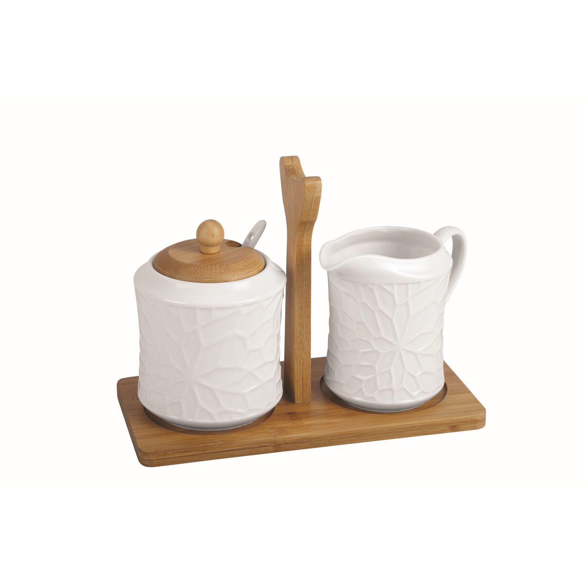 Image secondaire de Sucrier Home ESPRIT Blanc Bambou Porcelaine 19,5 x 9 x 17 cm 2 Pièces