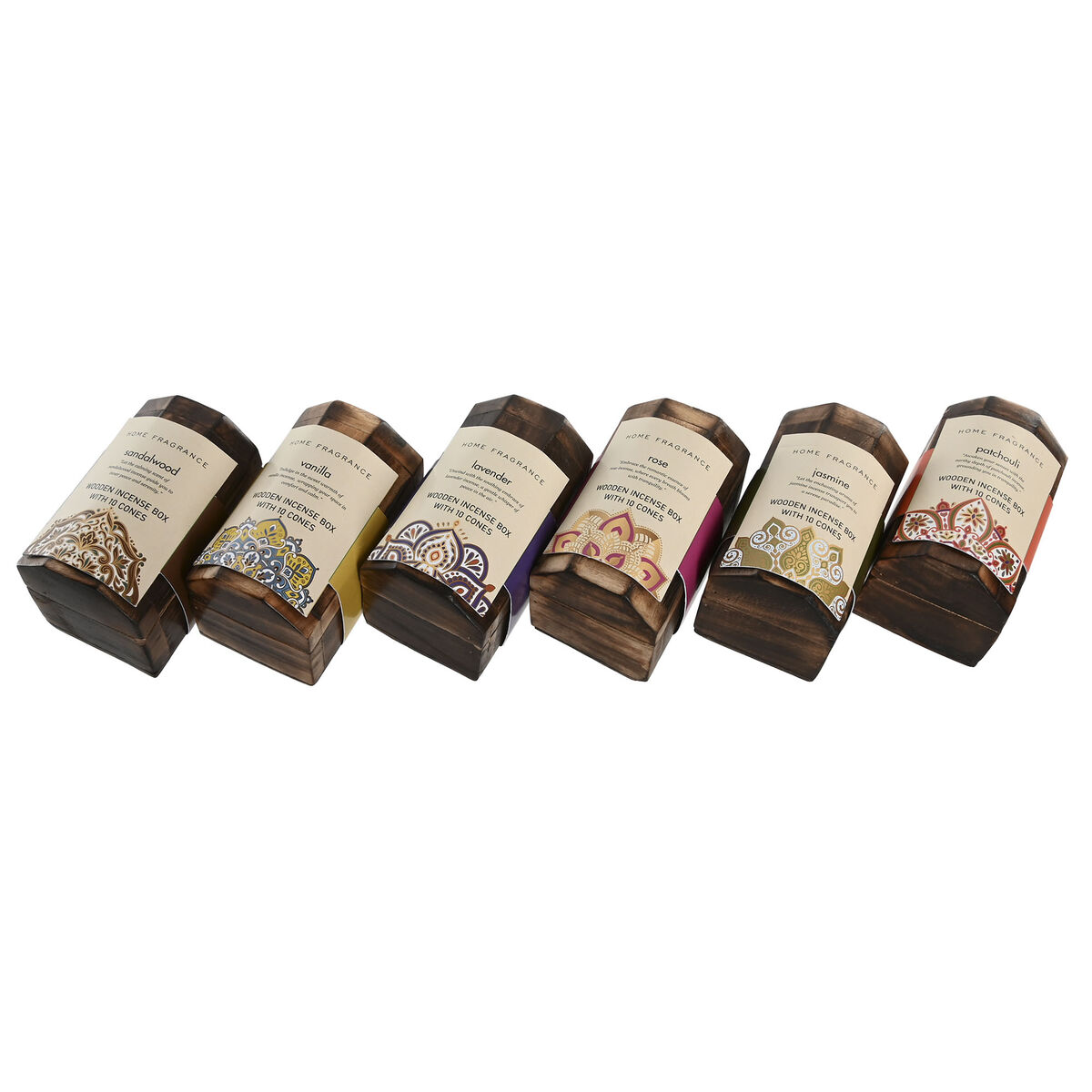 Image secondaire de Support Home ESPRIT Bois de manguier Mandala Indien 9,5 x 5,5 x 6 cm Encens (6 Unités) (10 Unités)