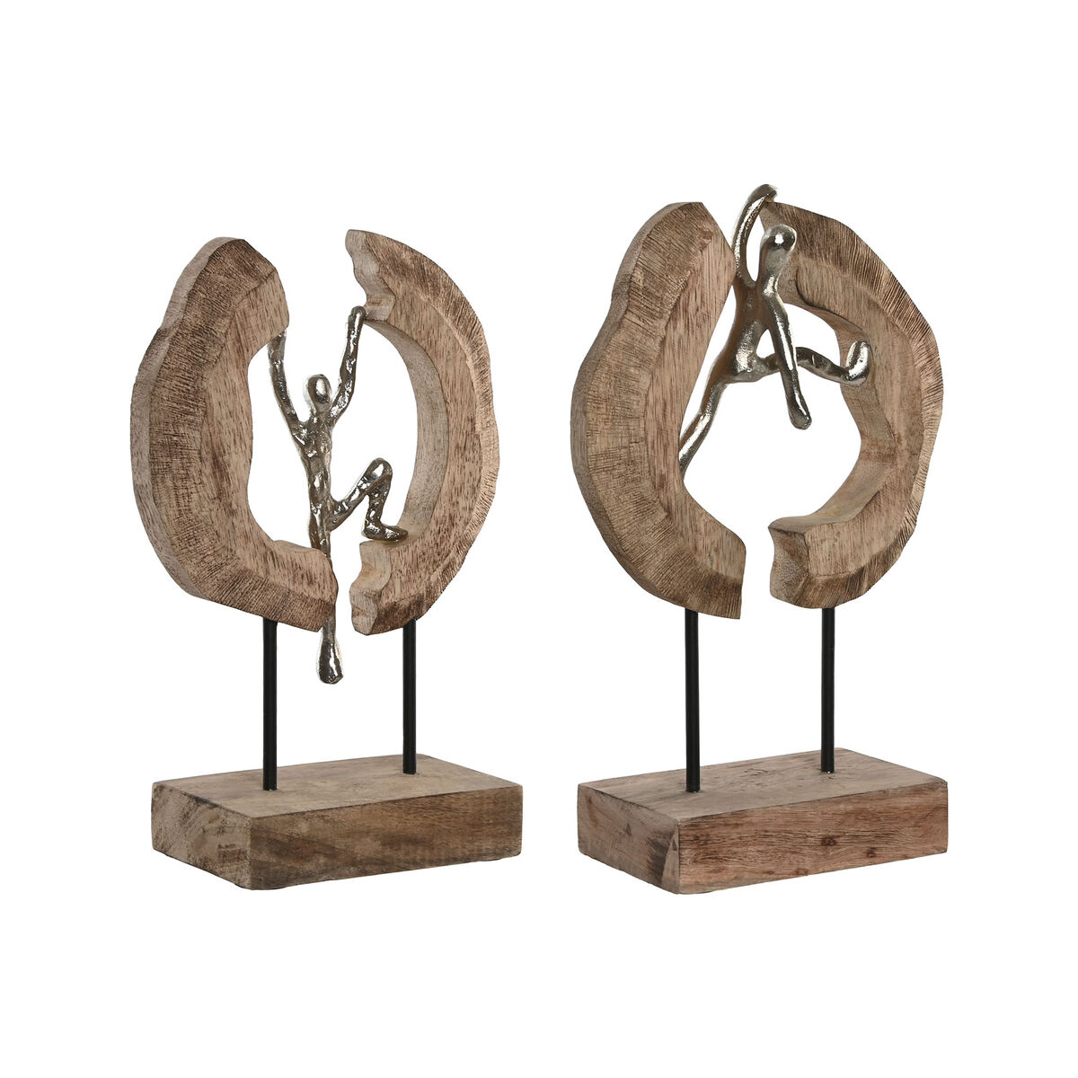 Figurine Décorative Home ESPRIT Marron Argenté Naturel 19 x 9 x 28 cm (2 Unités)