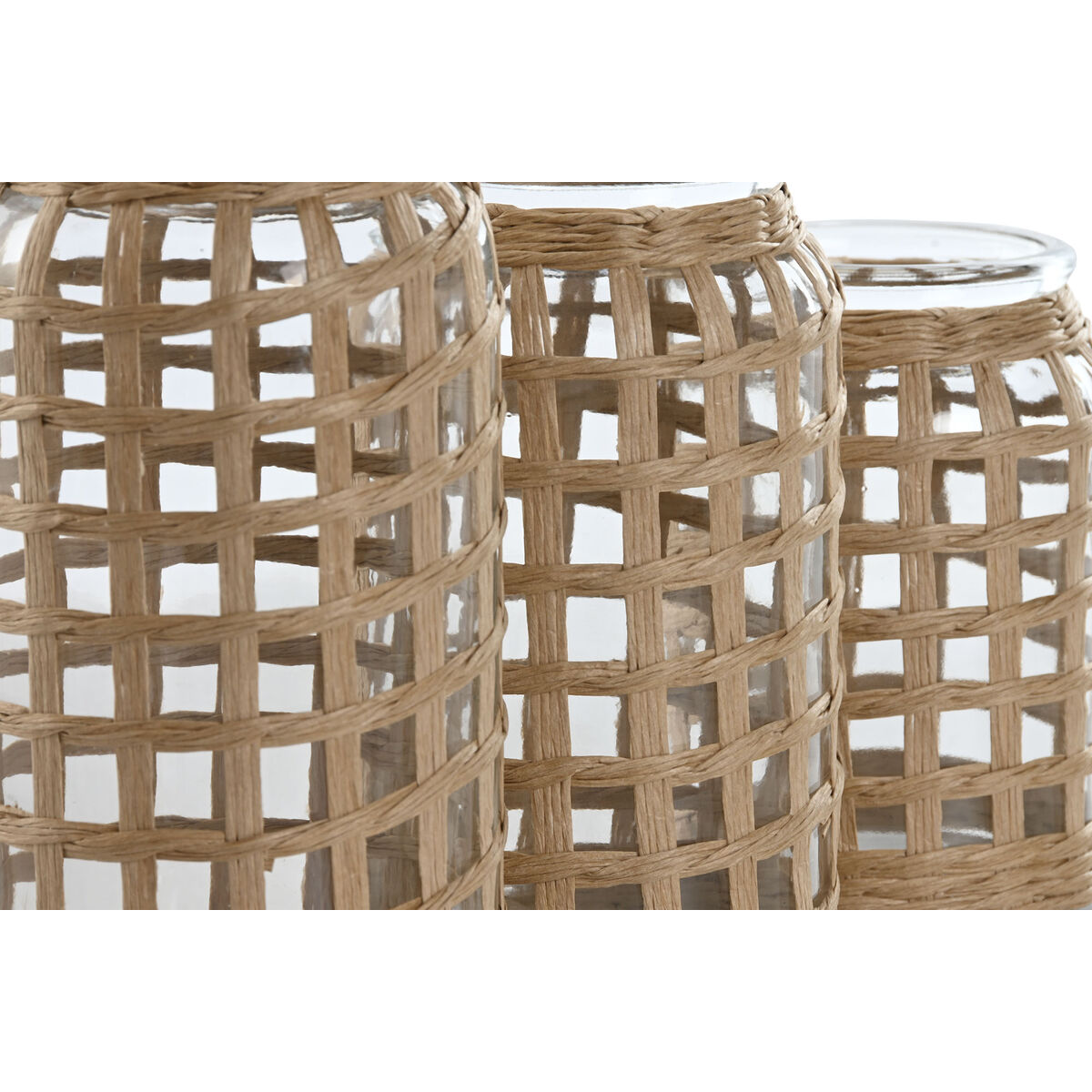 Image secondaire de Ensemble de 3 Vases Home ESPRIT Naturel Verre 11 x 11 x 21 cm (3 Pièces)