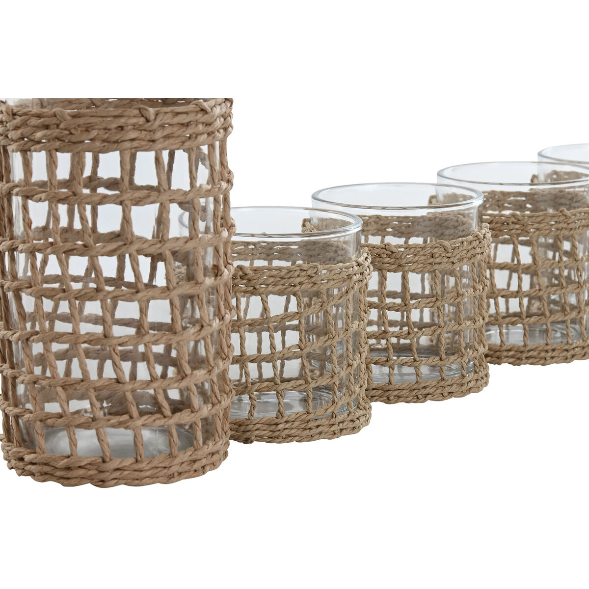 Image secondaire de Ensemble de verres avec bouteille Home ESPRIT Naturel Verre Fibre 1 L