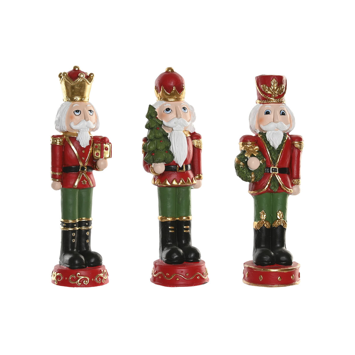 Décorations de Noël Home ESPRIT Multicouleur Casse-Noisette 14 x 13 x 48 cm (3 Unités)