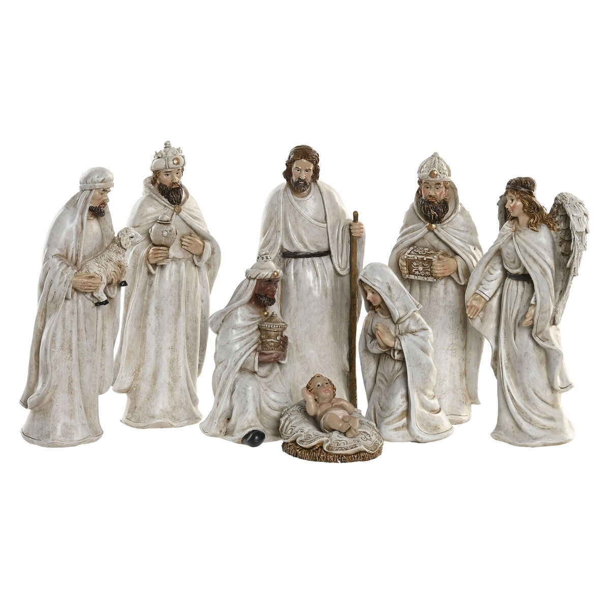 Crèche de Noël Home ESPRIT Blanc Résine 8 x 6 x 19 cm (8 Pièces)
