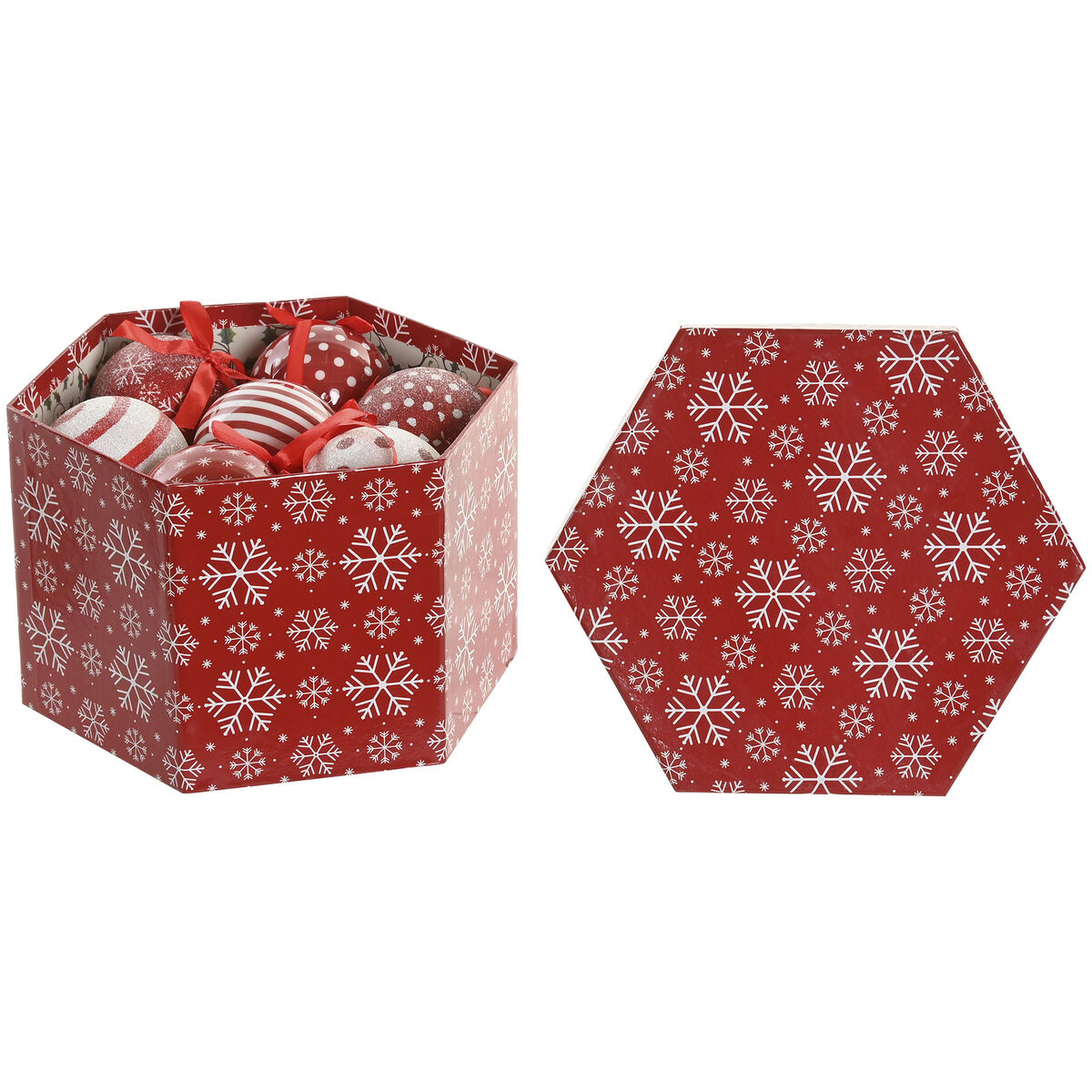 Boule de Noël Home ESPRIT Blanc Rouge PVC (14 Pièces)