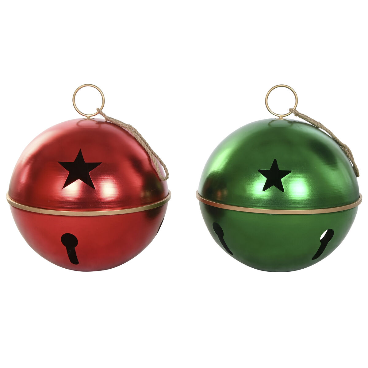 Boule de Noël Home ESPRIT Rouge Vert Doré Métal (2 Unités)