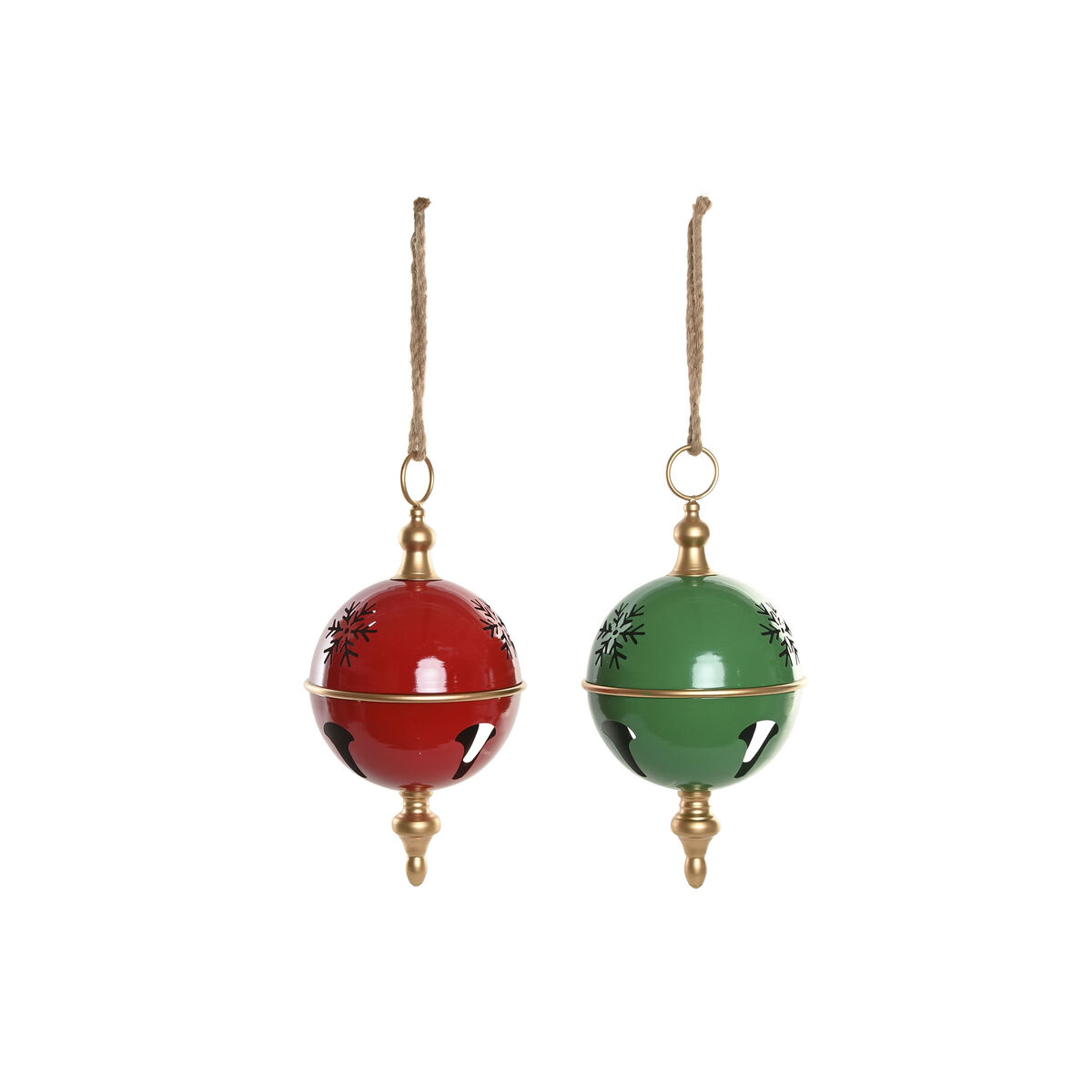 Boule de Noël Home ESPRIT Rouge Vert Doré Métal (2 Unités)