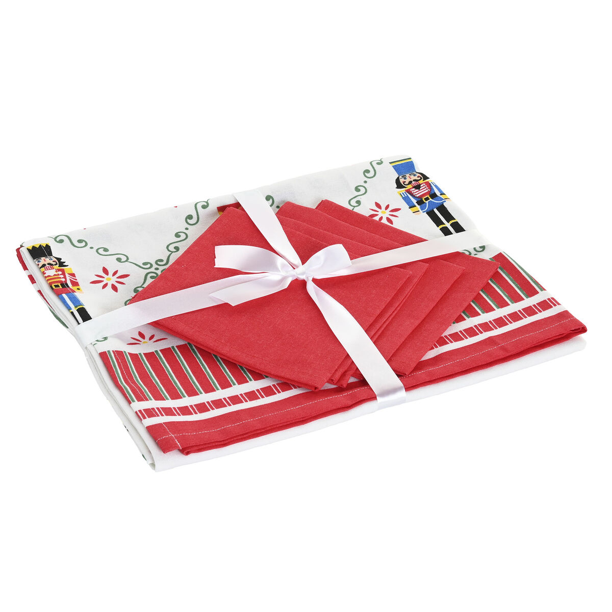 Vlekbestendig tafelkleed van hars Home ESPRIT Rood Groen Beige (5 Onderdelen)