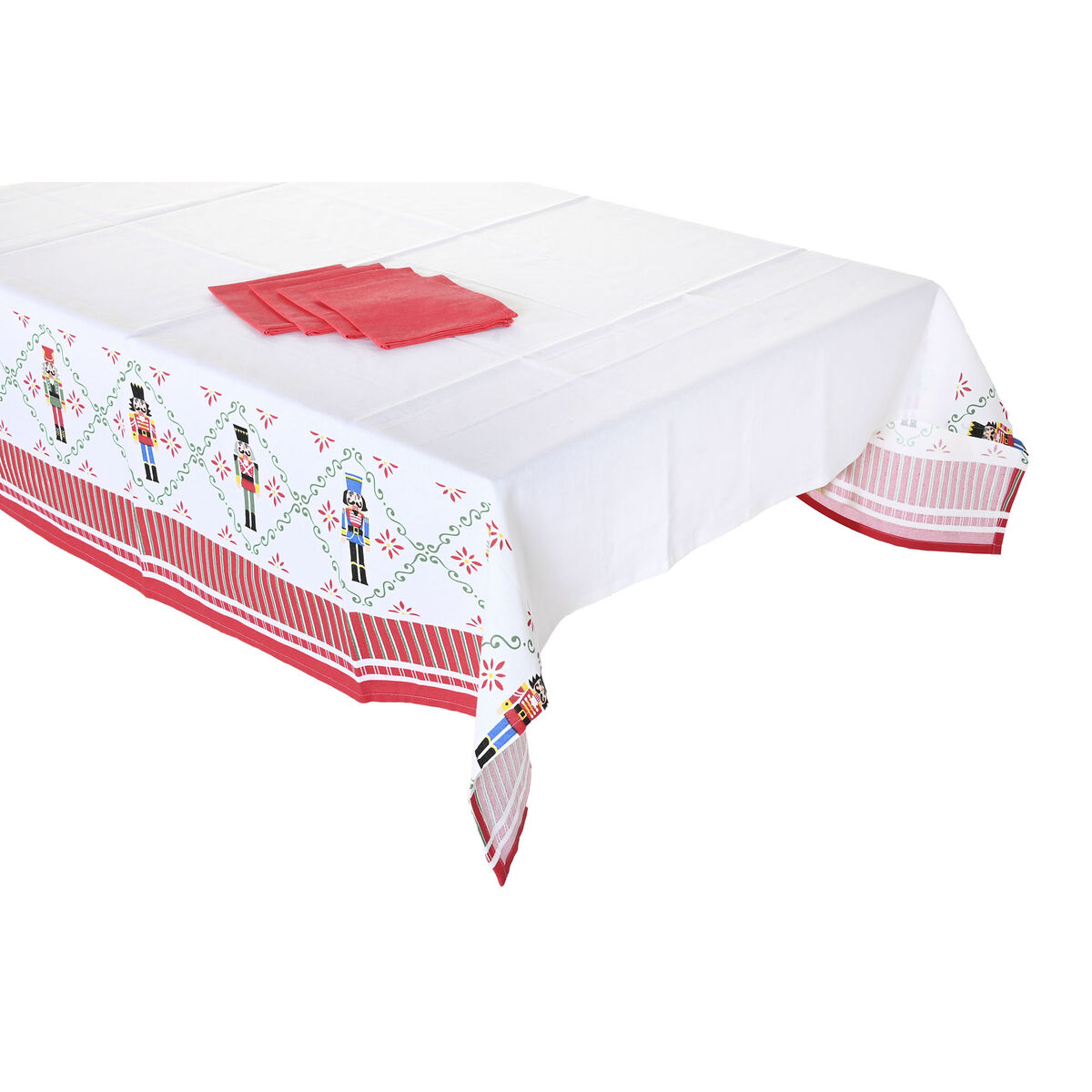 Vlekbestendig tafelkleed van hars Home ESPRIT Wit Rood Groen Beige (9 Onderdelen)