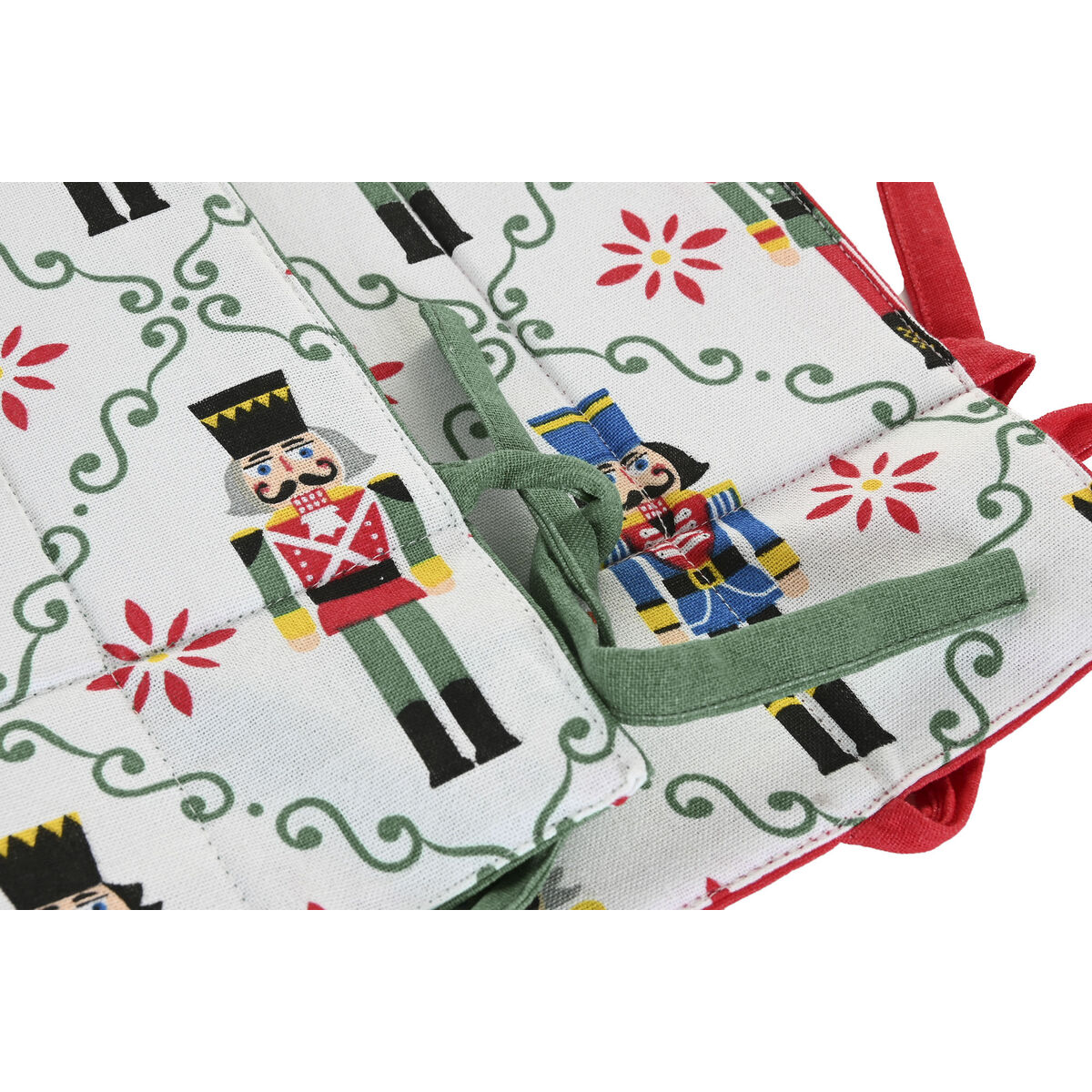 Panier décoratif Home ESPRIT Blanc Rouge Vert Beige Casse-Noisette Noël 30 x 30 x 8 cm (2 Unités) – Image 2