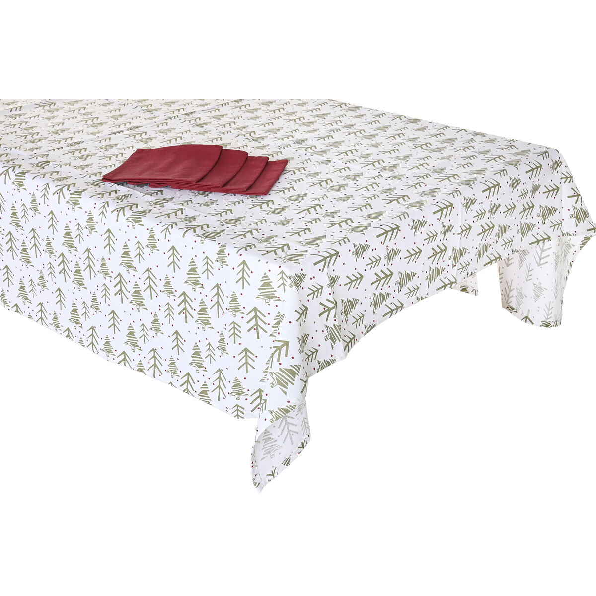 Vlekbestendig tafelkleed van hars Home ESPRIT Wit Groen Beige (5 Onderdelen)
