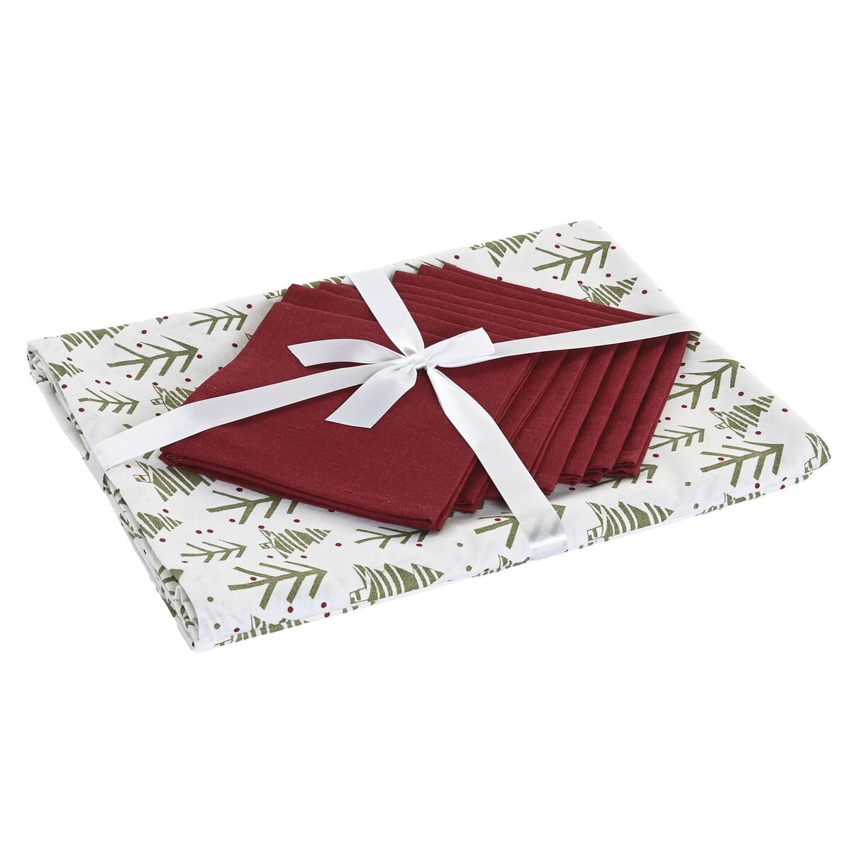 Vlekbestendig tafelkleed van hars Home ESPRIT Wit Groen Beige (9 Onderdelen)