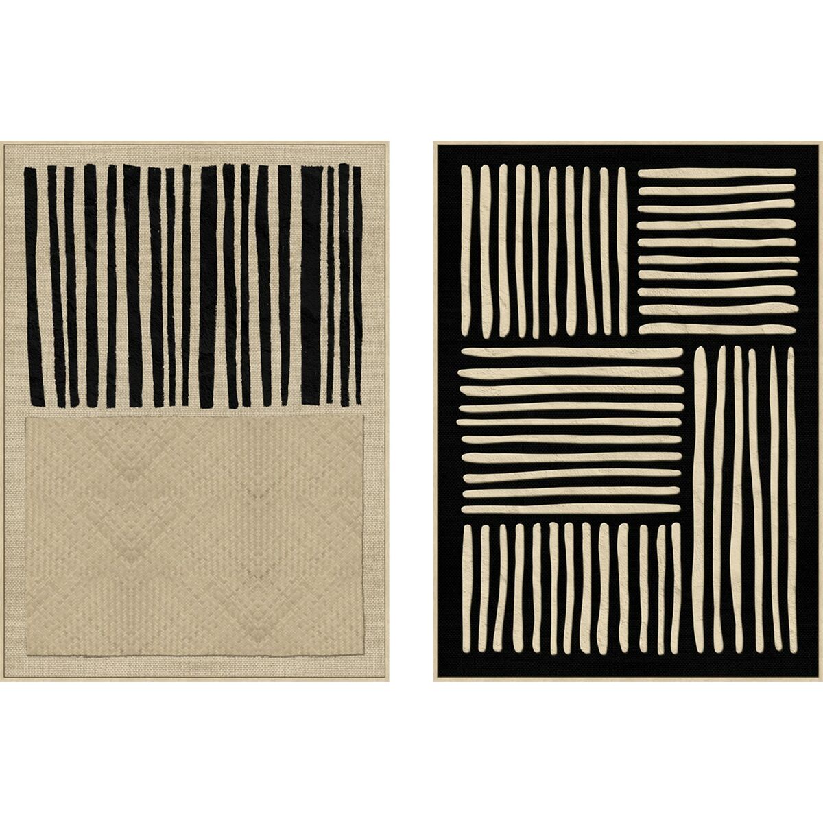 Cadre Home ESPRIT Noir Beige Urbaine 103 x 4,5 x 143 cm (2 Unités)