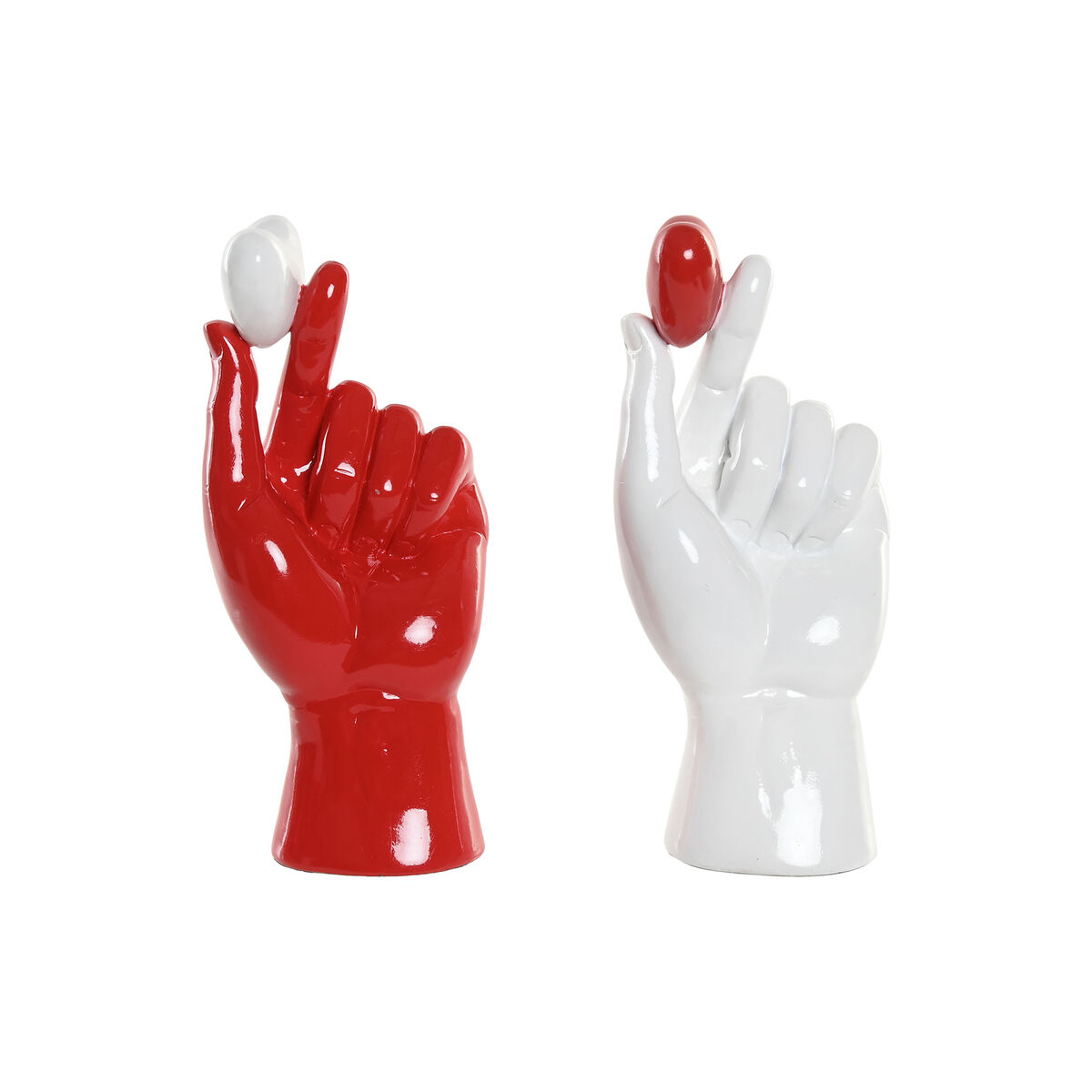 Image secondaire de Figurine Décorative Home ESPRIT Blanc Rouge Main 12 x 8,5 x 26 cm (2 Unités)