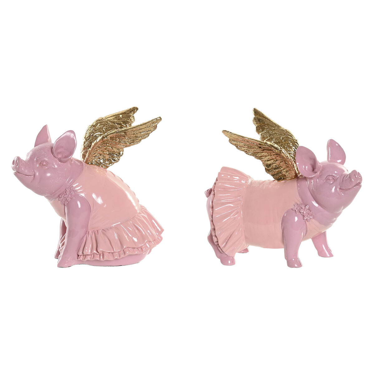 Figurine Décorative Home ESPRIT Rose Cochon 19 x 11 x 17 cm (2 Unités)