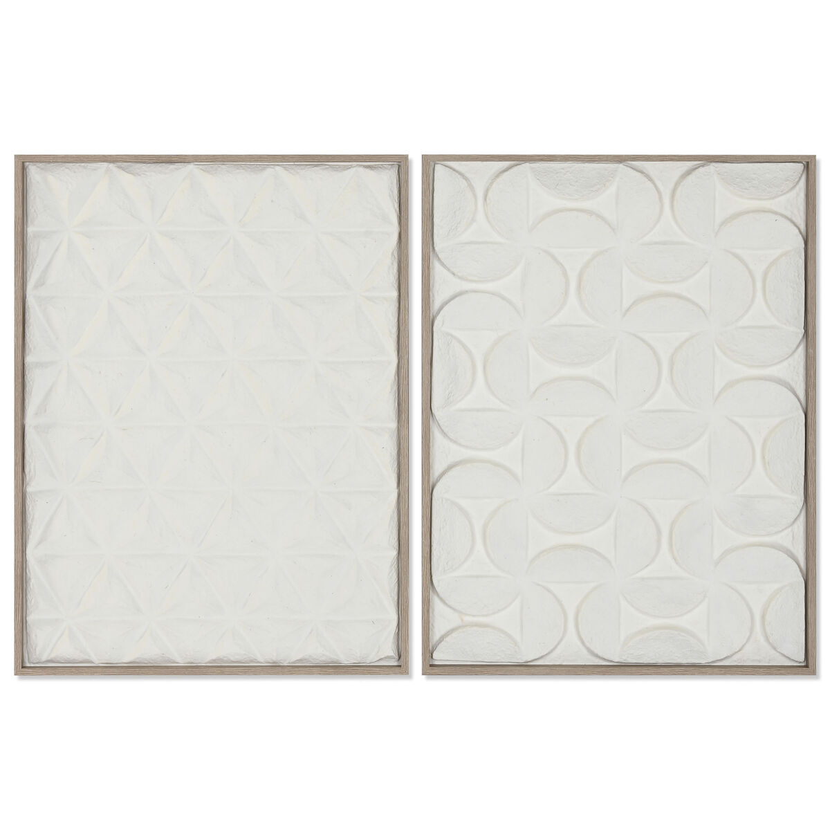 Cadre Home ESPRIT Blanc Naturel Abstrait Urbaine 60 x 3 x 80 cm (2 Unités)
