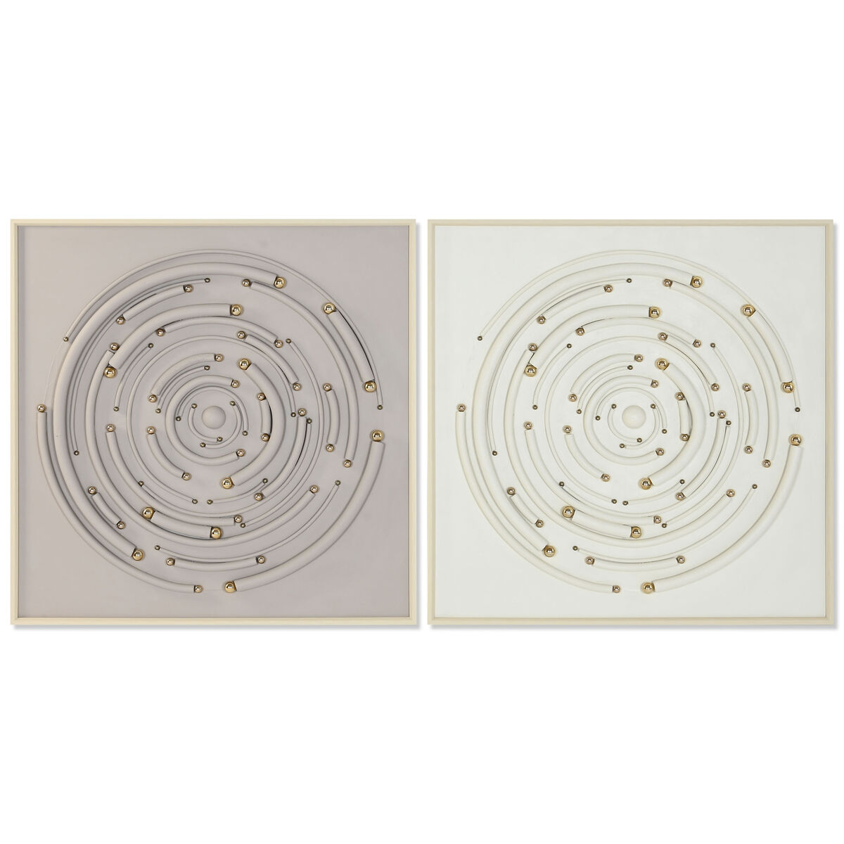 Cadre Home ESPRIT Beige Gris Moderne Cercles 100 x 3,5 x 100 cm (2 Unités)