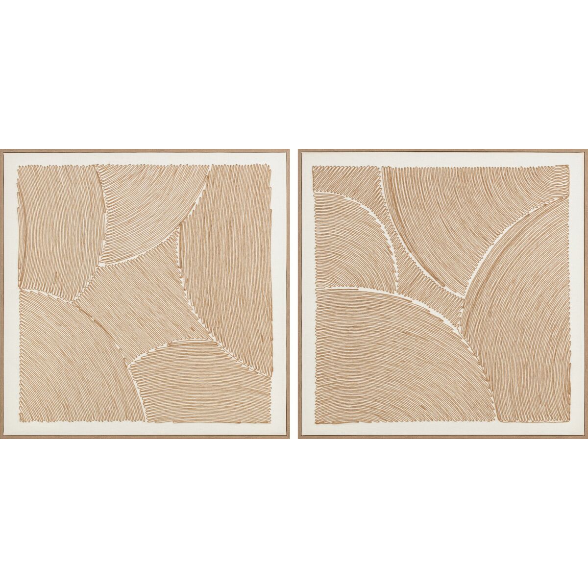 Cadre Home ESPRIT Blanc Naturel Moderne Avec relief Scandinave 100 x 3,8 x 100 cm (2 Unités)