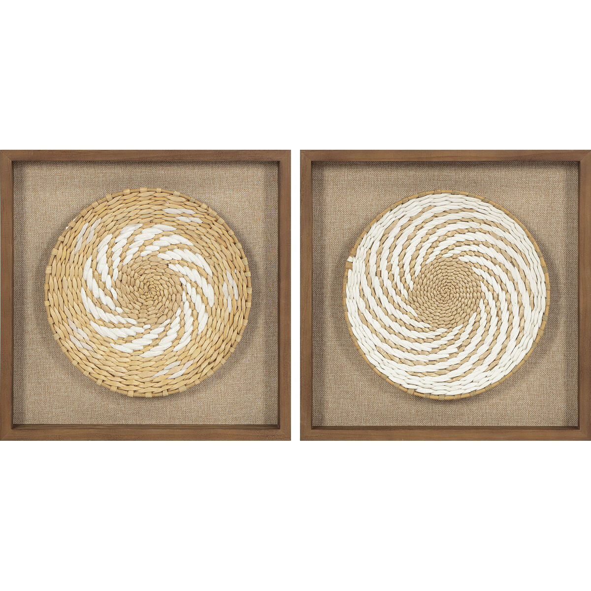 Cadre Home ESPRIT Blanc Beige Boho 35 x 3,6 x 35 cm (2 Unités)