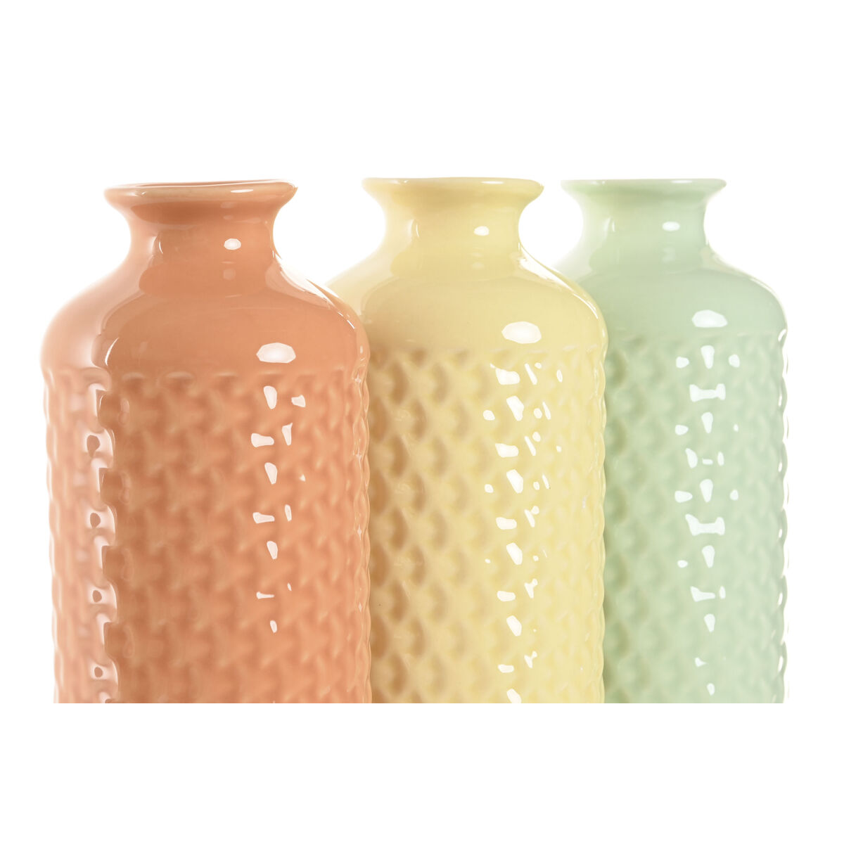 Vaas Home ESPRIT Groen Beige Terra cotta Dolomite 9 x 9 x 30 cm (3 Stuks)