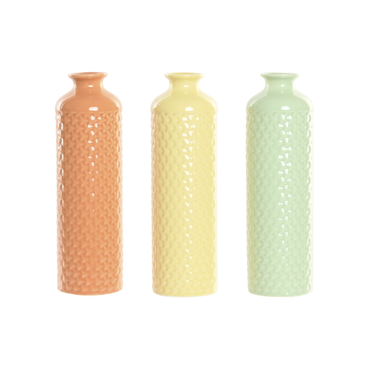 Vaas Home ESPRIT Groen Beige Terra cotta Dolomite 9 x 9 x 30 cm (3 Stuks)