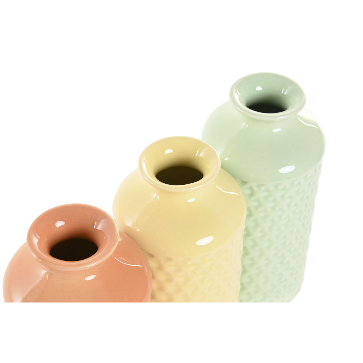 Vaas Home ESPRIT Groen Beige Grijs Terra cotta Dolomite 9 x 9 x 19 cm (3 Stuks)