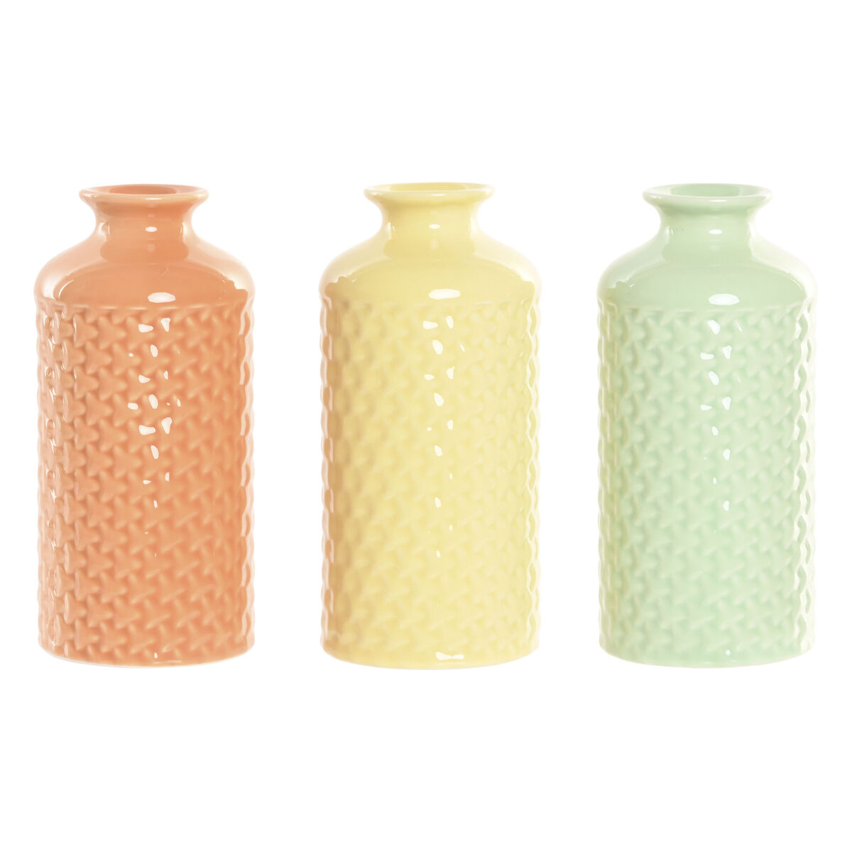 Vaas Home ESPRIT Groen Beige Grijs Terra cotta Dolomite 9 x 9 x 19 cm (3 Stuks)