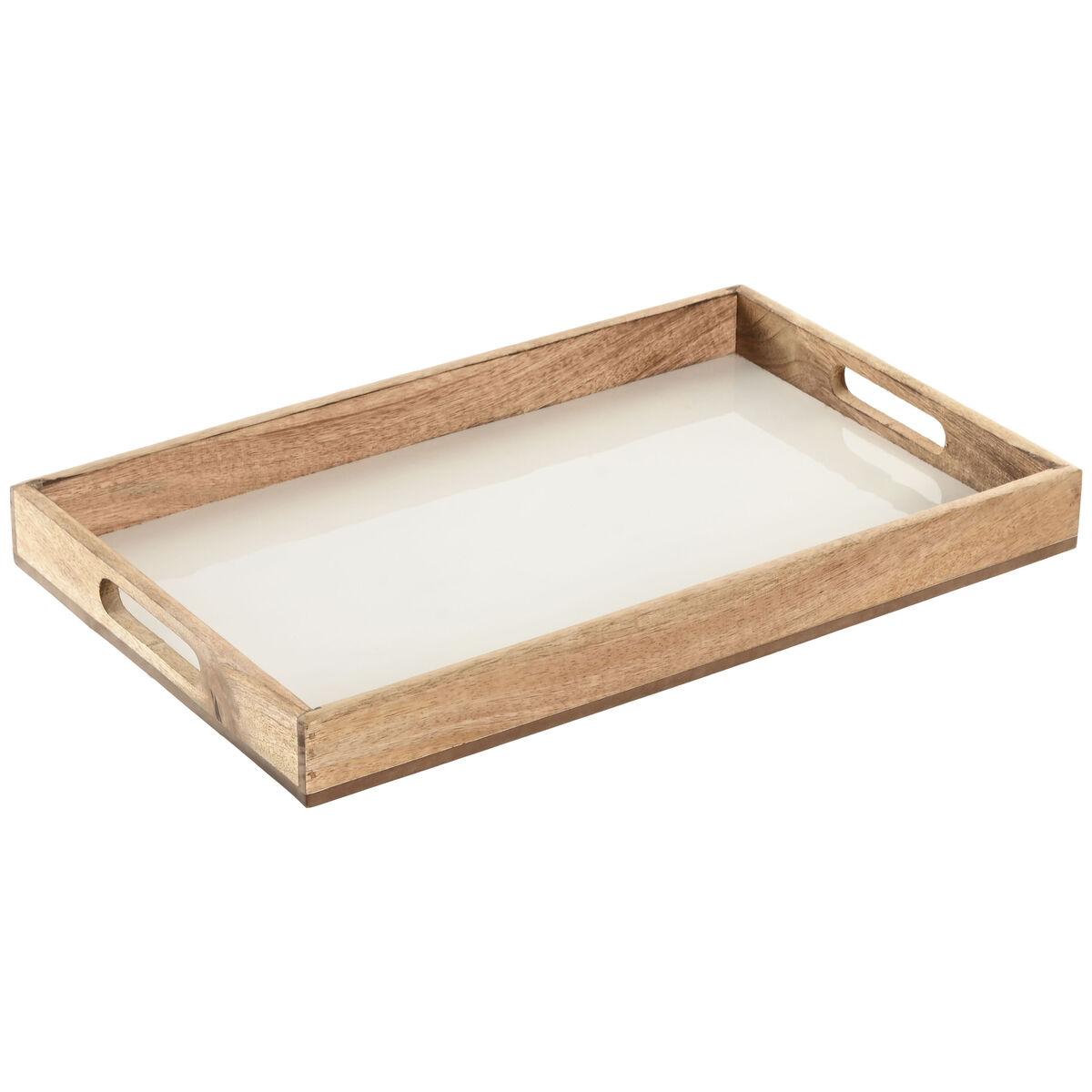 Dienblad Home ESPRIT Wit Natuurlijk Mangohout 43,5 X 27 X 4,5 CM
