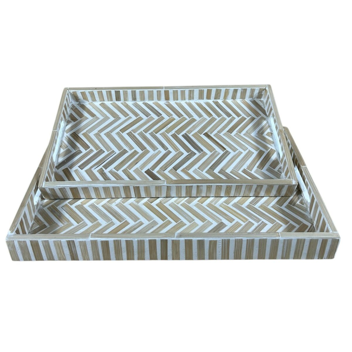 Image secondaire de Plateau apéritif Home ESPRIT Blanc Marron Tropical 46 x 27 x 4,5 cm (2 Unités)