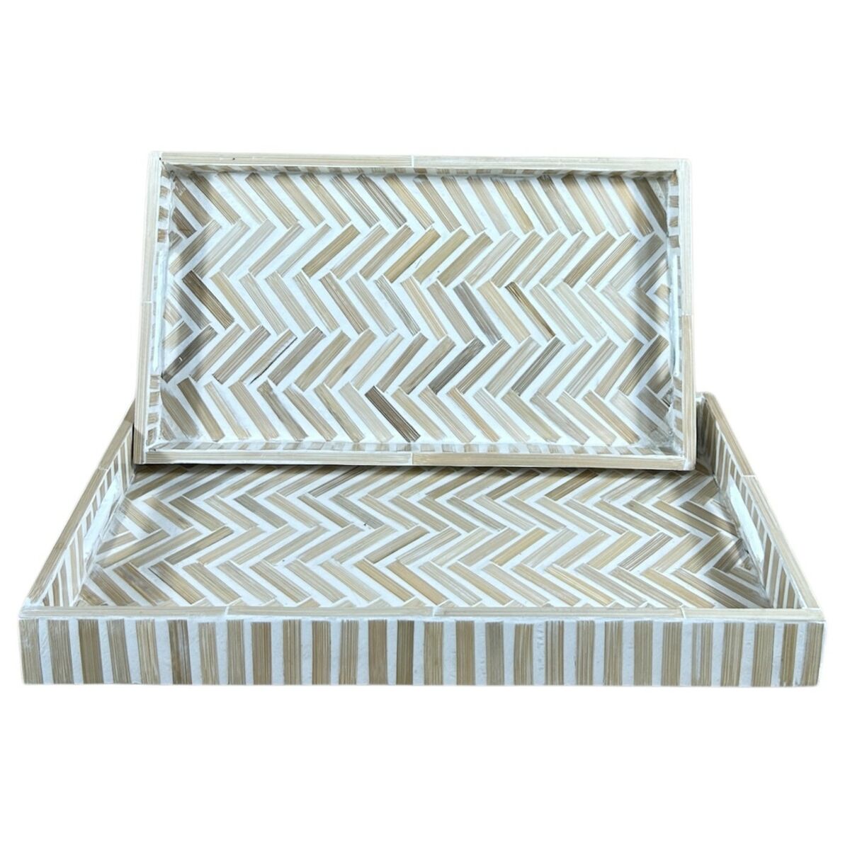 Snack tray Home ESPRIT White Brown Tropical 46 x 27 x 4,5 cm (2 Units), view 3