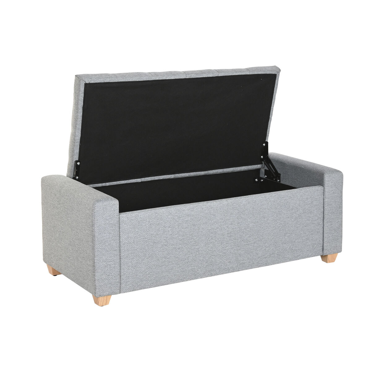 Image secondaire de Banquette Home ESPRIT Gris clair Polyester Bois 120 X 50 X 42 CM
