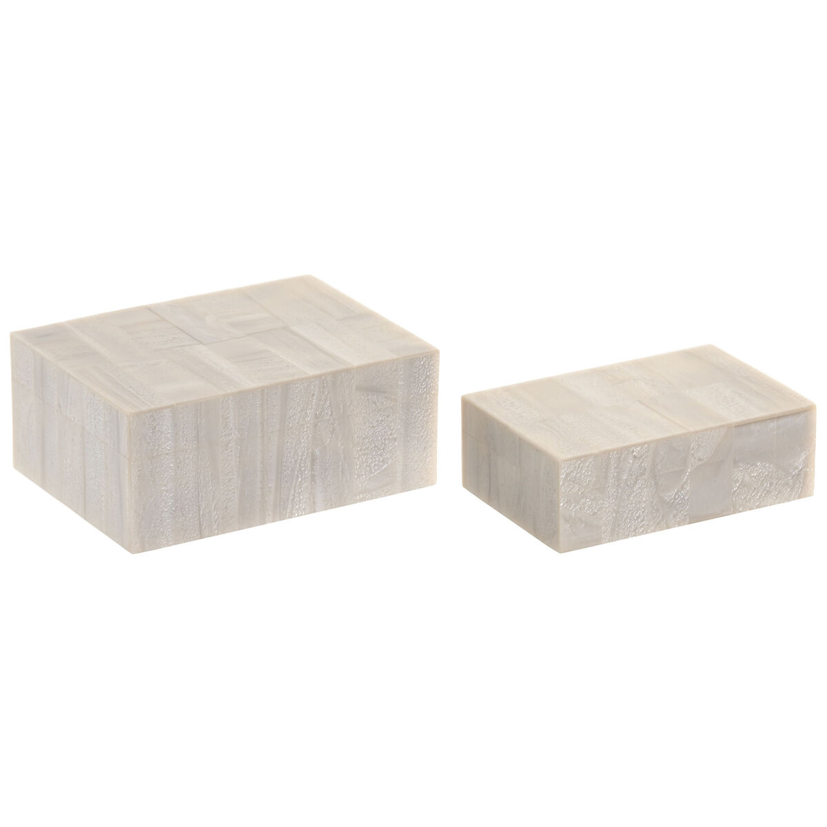 Doos-Juwelenkistje Home ESPRIT Wit Hars Mangohout 18 x 13 x 7,5 cm (2 Onderdelen)