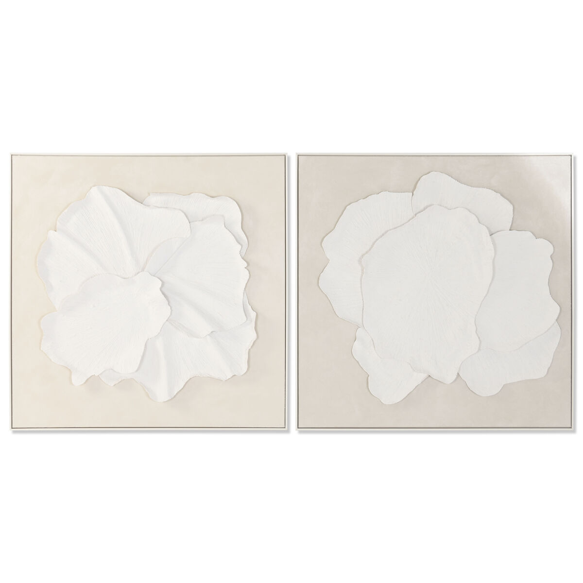 Schilderij Home ESPRIT Wit Beige Abstract Scandinavisch 102,5 X 4,5 X 102,5 CM (2 Stuks)