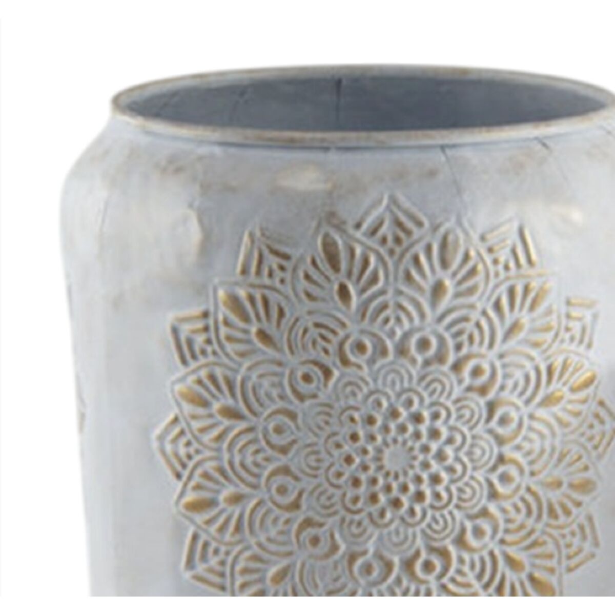 Vaas Home ESPRIT Wit Gouden Metaal Arabisch 31 x 31 x 60 cm (2 Onderdelen)