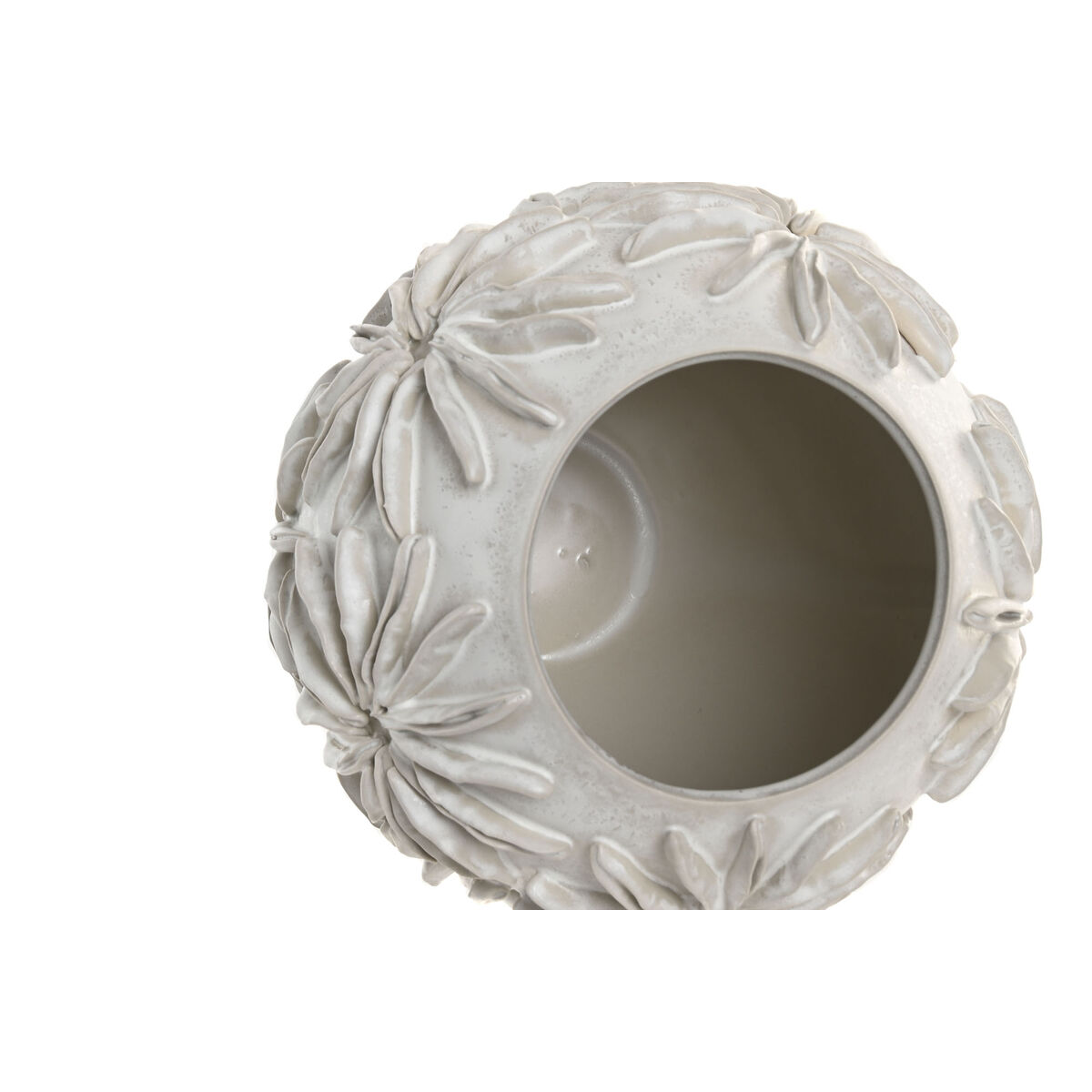 Vaas Home ESPRIT Wit Keramisch Traditionele stijl Blad van een plant 22 x 22 x 25 cm