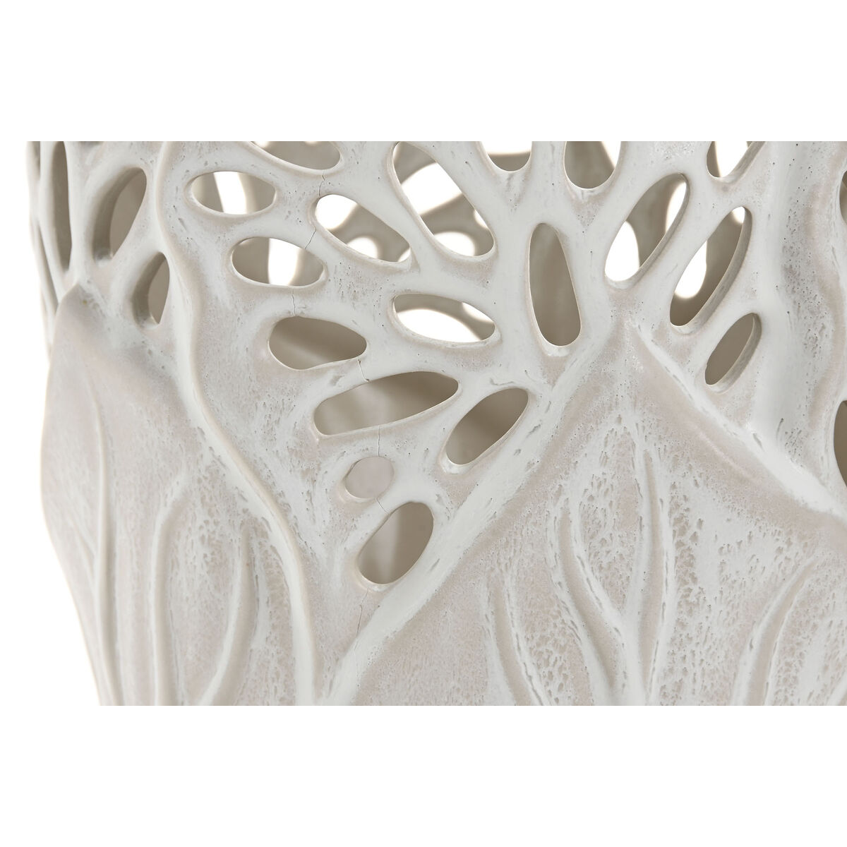 Vaas Home ESPRIT Wit Keramisch Blad van een plant 23 x 23 x 36 cm