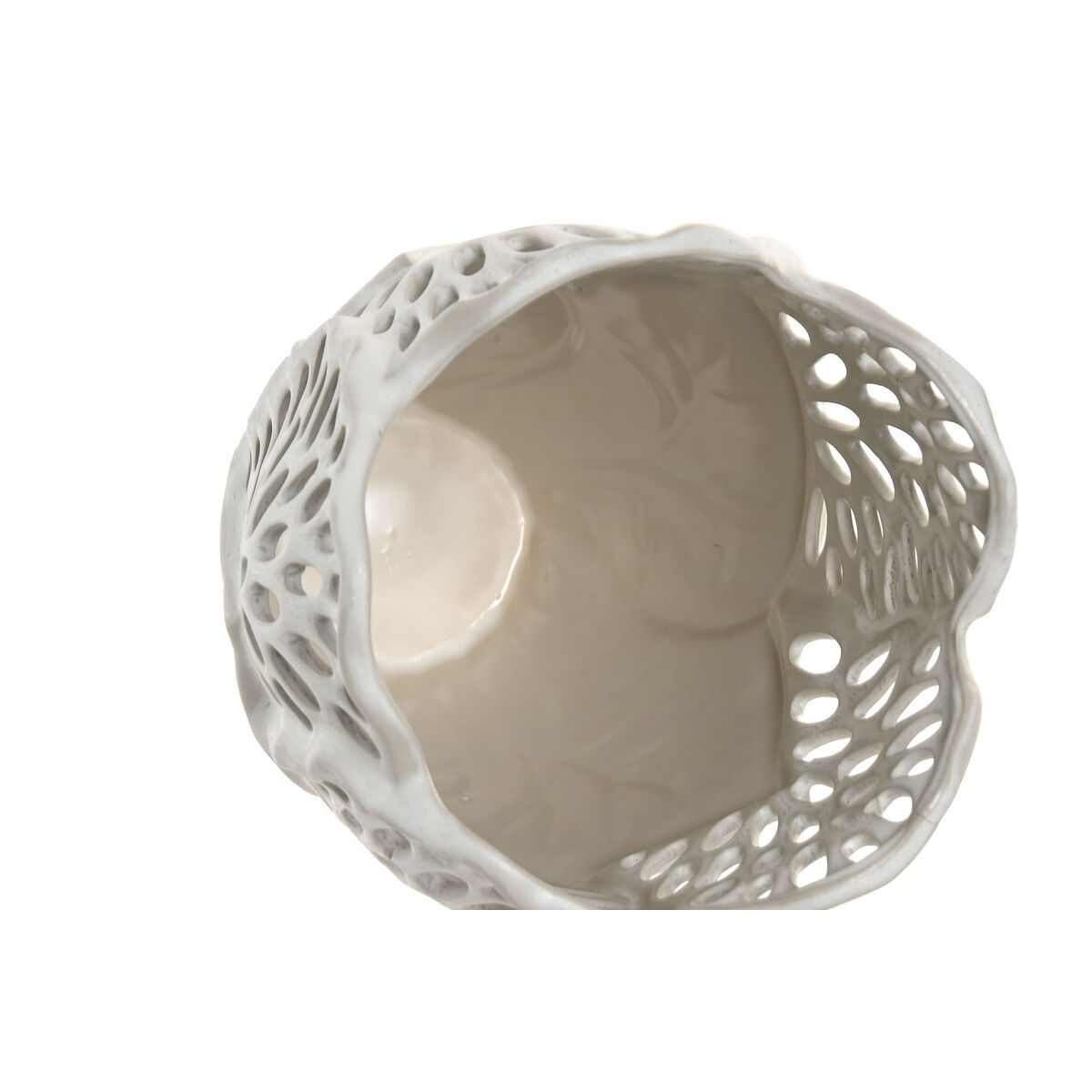 Vaas Home ESPRIT Wit Keramisch Blad van een plant 23 x 23 x 36 cm
