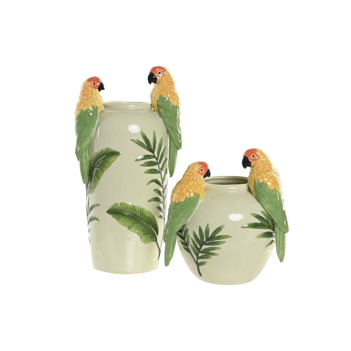 Vaas Home ESPRIT Geel Groen Keramisch Tropisch 21 x 21 x 24 cm