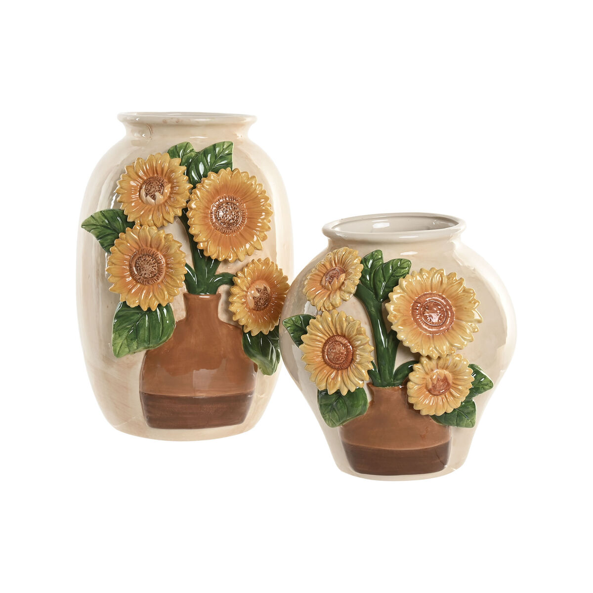 Vaas Home ESPRIT Geel Beige Keramisch Shabby Chic 26 x 26 x 24 cm